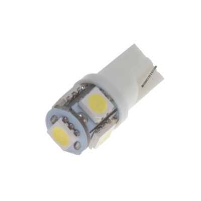 LED žárovka 12V s paticí T10 bílá, 5LED/3SMD