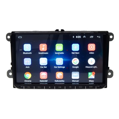 Autorádio pro VW, Škoda s 9" LCD, Android 8.1, WI-FI, GPS, Mirror link, Bluetooth, 2x USB