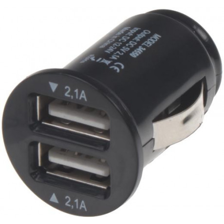 Autoadaptér mini 2 x USB 12/24V, max 2.1A