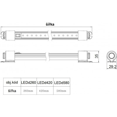 LED osvětlení interiéru,10-30V, 12LED, 260mm, ECE R10