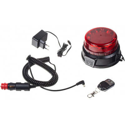 AKU LED maják, 12x3W červený, dálkové ovládání, magnet