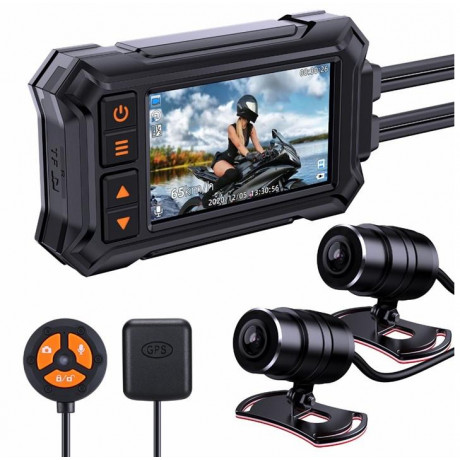 Motocyklová DUAL FULL HD kamera, 3" LCD, IP67 s GPS