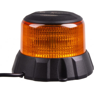 Robustní oranžový LED maják, černý hliník, 48W, ECE R65