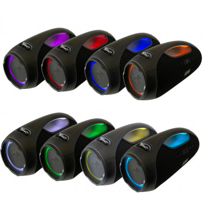 Bezdrátový Bluetooth reproduktor/přehrávač, voděodolný IPX6, USB, AUX, MIC, RGB