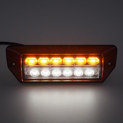 PREDATOR oranžový 6x2W + pracovní světlo, 12-24V, červený, ECE R65